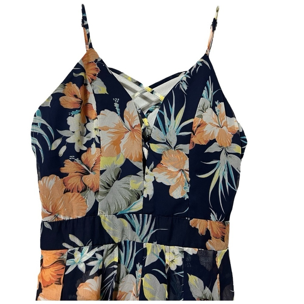 Miss Avenue Blue Tropical Romper Dress Size S - Picture 4 of 11